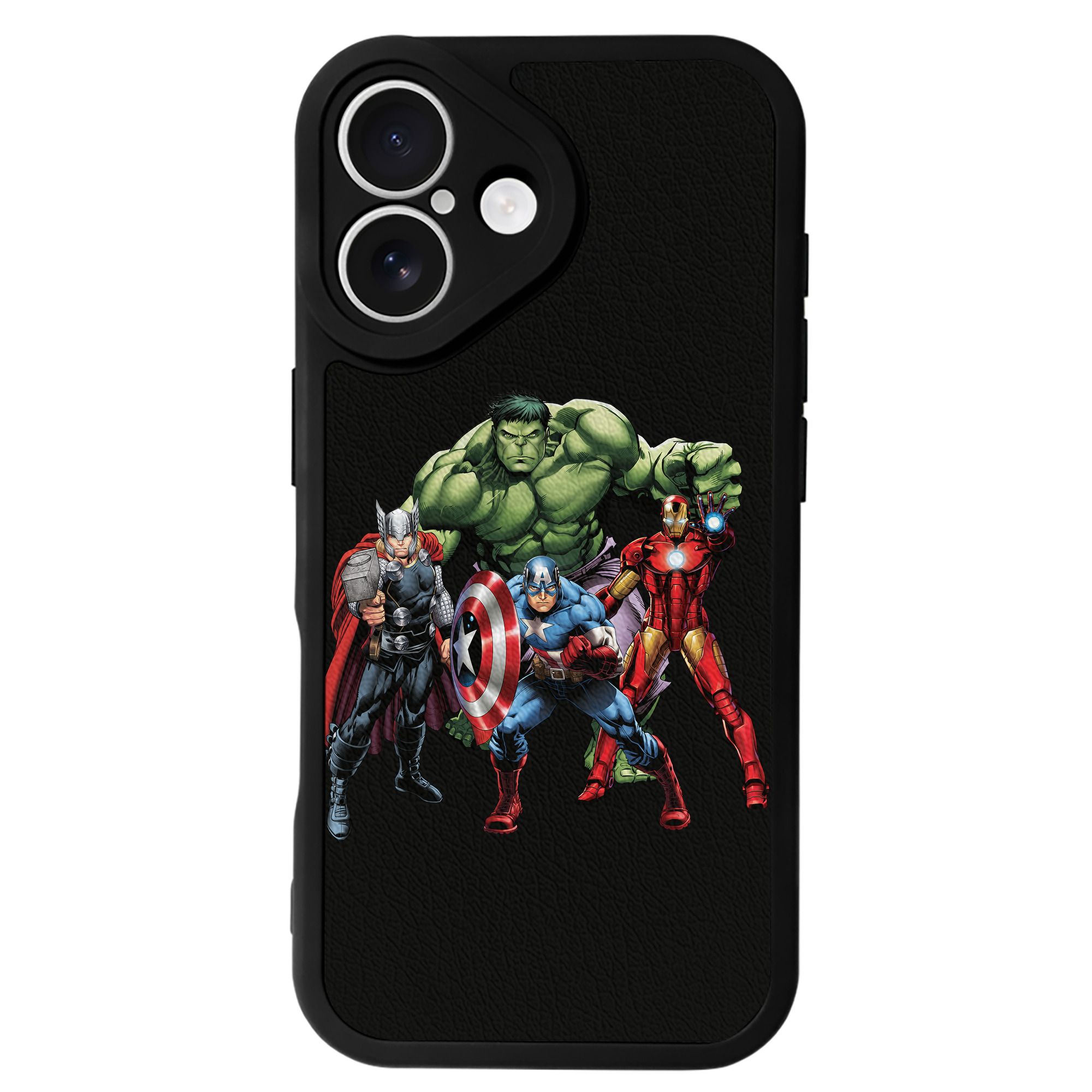 （画像用） アベンジャーズ The Avengers 【iPhone 16シリーズ対応】シリコンスマホケース（レザー調） 材質：シリコン
